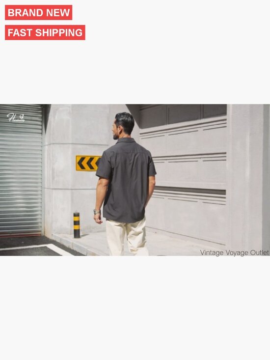 Men's Short Sleeve Button Down Shirt Stretch Business Casual Diamond Print - Picture 6 of 6